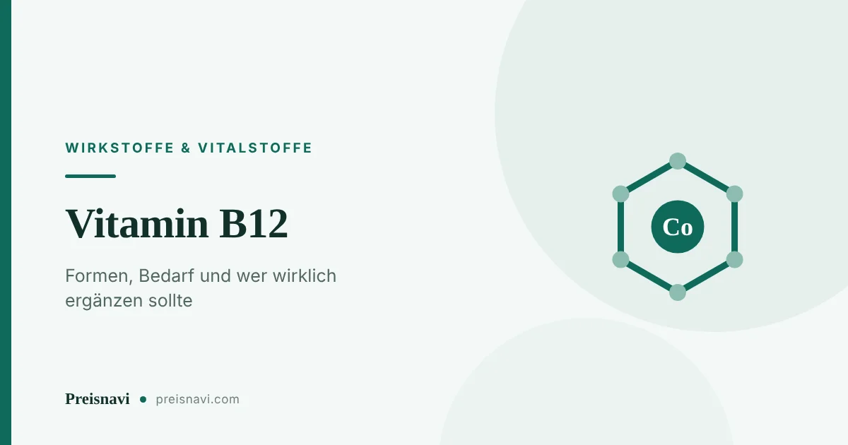 Sechseckiger Molekülring mit Cobalt-Atom in der Mitte als vereinfachte Darstellung des Cobalamin-Moleküls von Vitamin B12