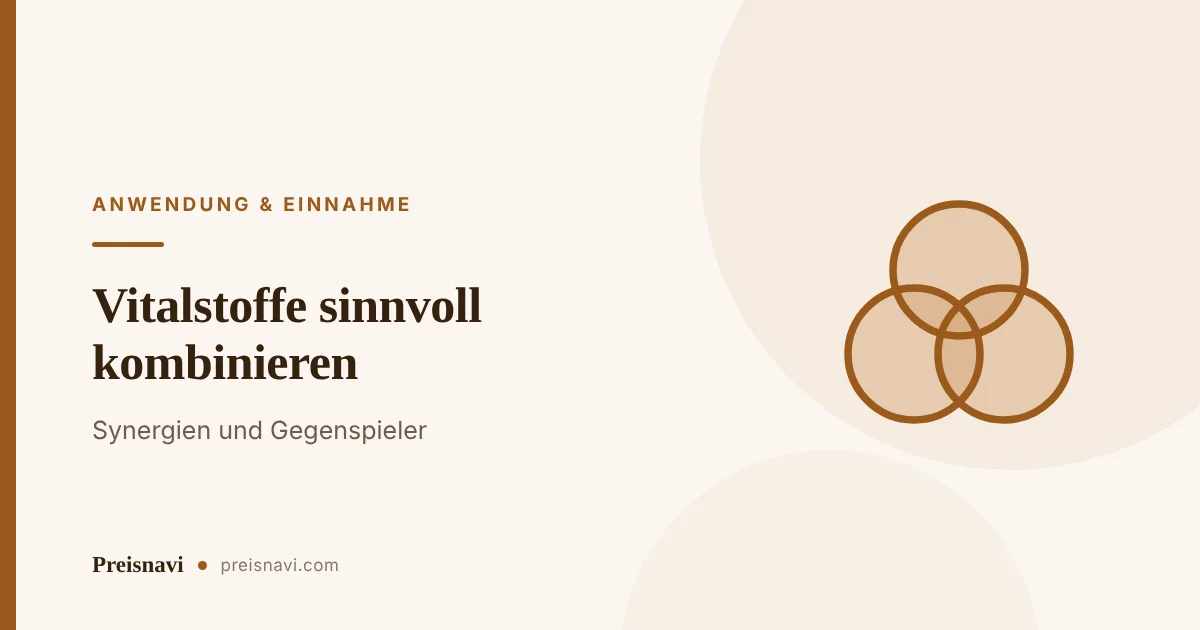 Drei einander überlappende Kreise als Sinnbild für das Zusammenspiel und die Wechselwirkungen kombinierter Vitalstoffe