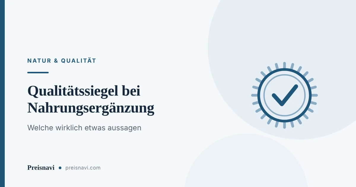 Rundes Prüfsiegel mit gezacktem Rand und Häkchen in der Mitte als Sinnbild für geprüfte Qualitätssiegel bei Nahrungsergänzung