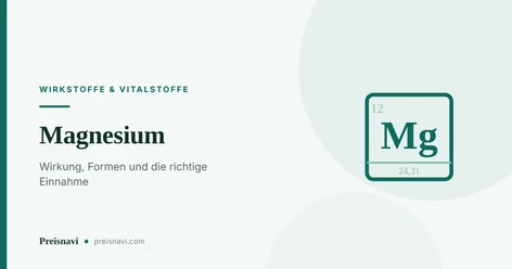 Elementkästchen mit dem Symbol Mg, der Ordnungszahl 12 und der Atommasse 24,31 als Beitragsbild zum Ratgeber über Magnesium