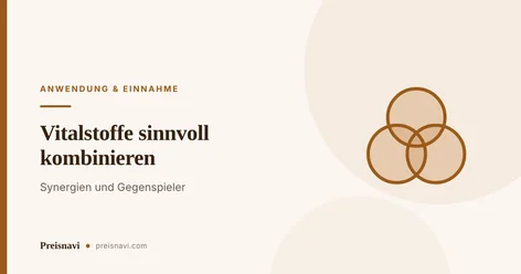 Drei einander überlappende Kreise als Sinnbild für das Zusammenspiel und die Wechselwirkungen kombinierter Vitalstoffe