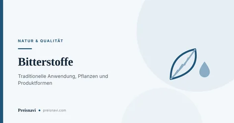 Blatt mit Blattadern und ein Tropfen daneben als Sinnbild für Bitterkräuter und Bittertropfen